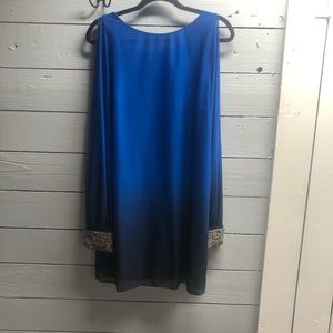 By & By Womens Cold Shoulder Long Sleeve Low Back Dress Ombre Blue XLarge